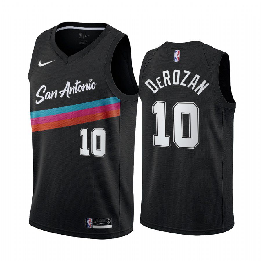 Men San Antonio Spurs #10 demar derozan black city edition fiesta colors 2020 nba jersey->new york knicks->NBA Jersey